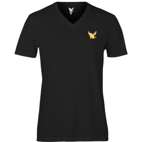 Mens V-neck Embroidered Lion shirt
