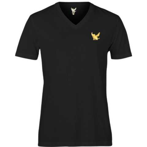 Mens V-neck Embroidered Lion shirt